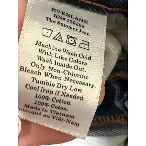 Everlane The Summer Medium Wash Blue Denim Busted Knee Jeans Women's Size 28 - Picture 7 of 9